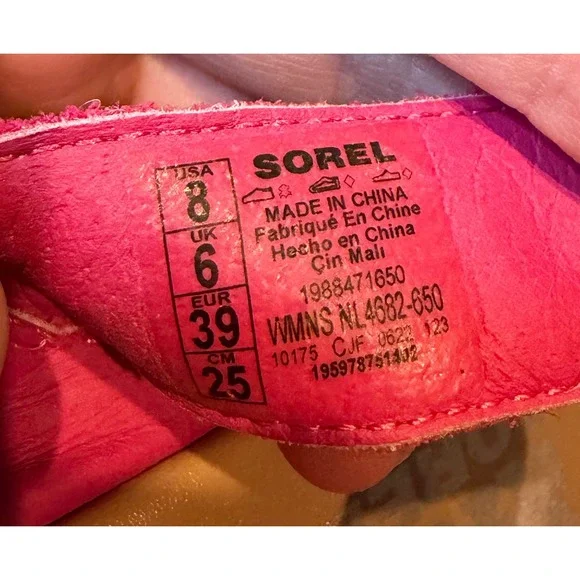 Sorel Joanie III Slingback Wedge Sandal in Fuchsia Fizz/Chalk Women's Size 8 - Picture 3 of 9